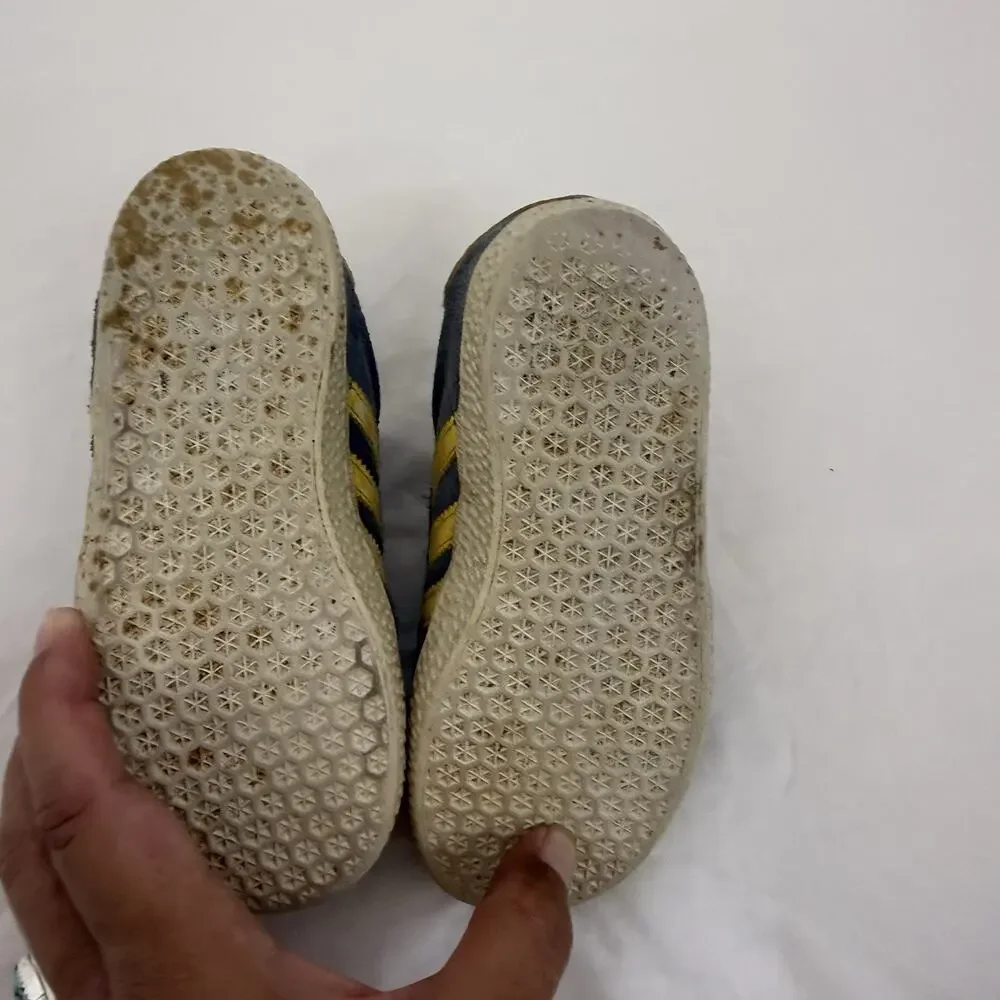 adidas Gazelle Suede Low Top Hook & Loop Sneakers Blue/Yellow Toddler US 8.5
